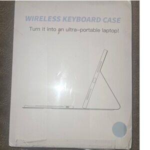 Wireless Keyboard Case Turn Tablet 10th gen Laptop Lt Blue w Pencil Holder